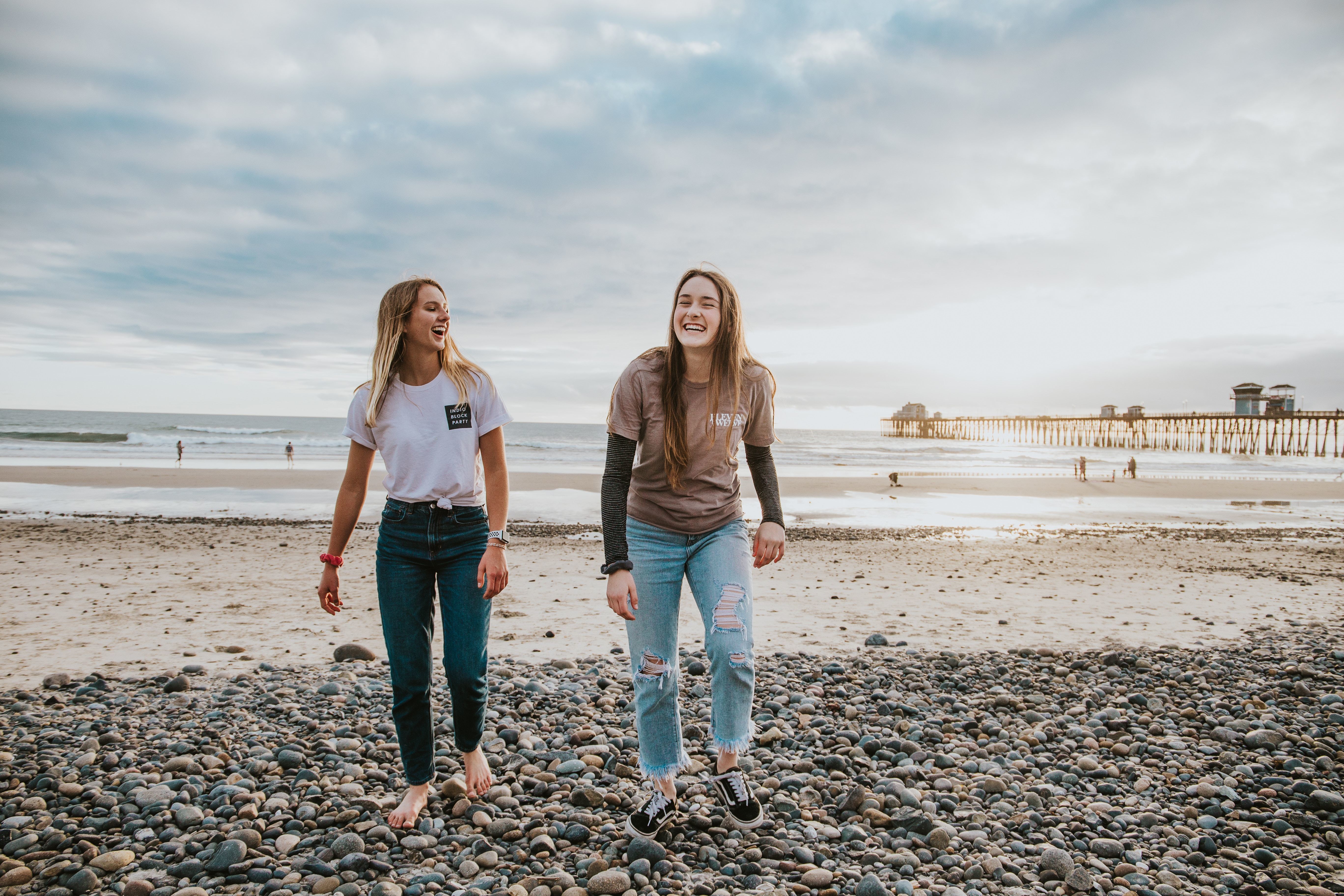 friends happy on a beach - brain