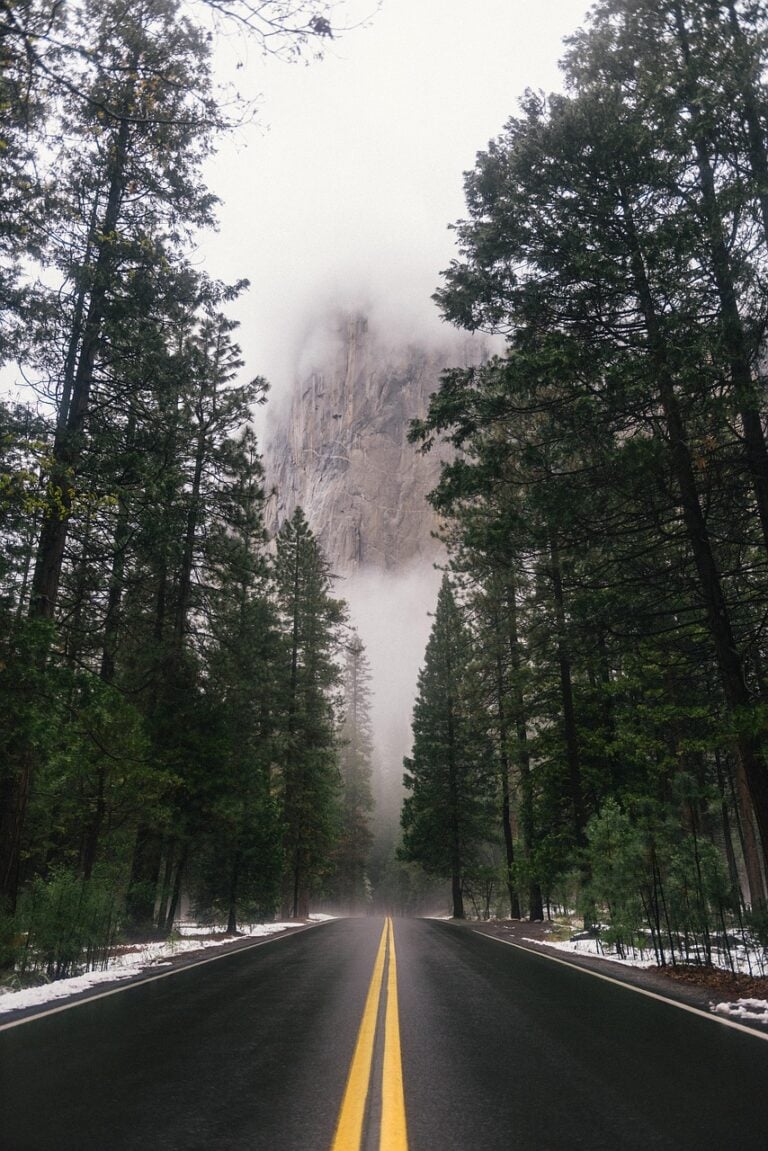 A straight road under open sky