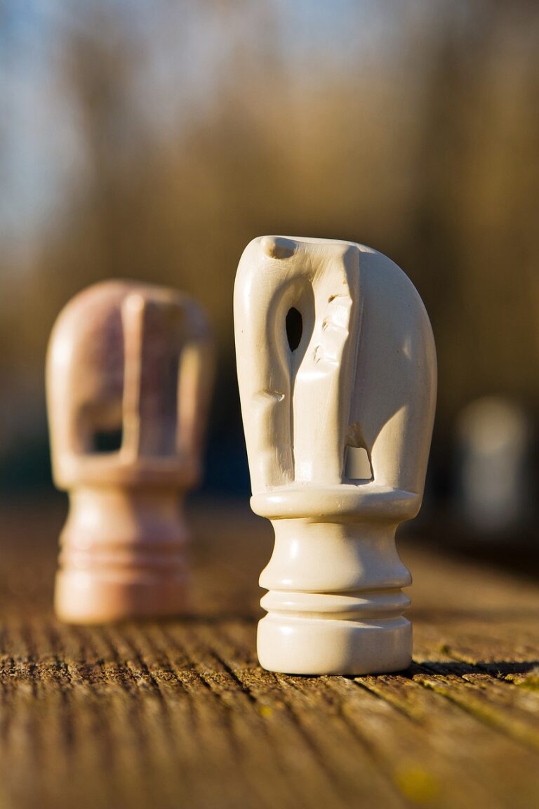 Pieces set out on a worn board