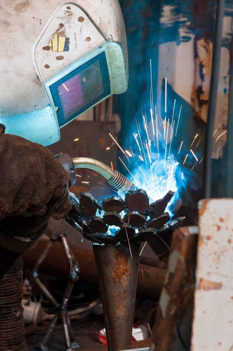 Hot metal struck on the anvil