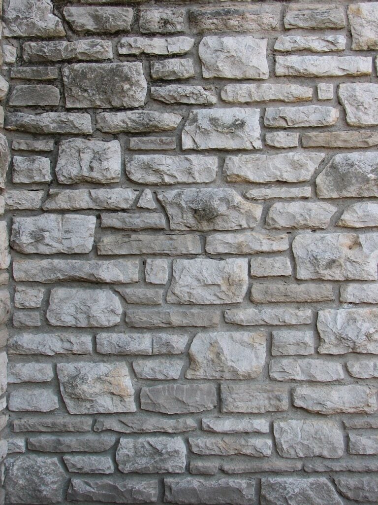 A dry-stone wall standing square
