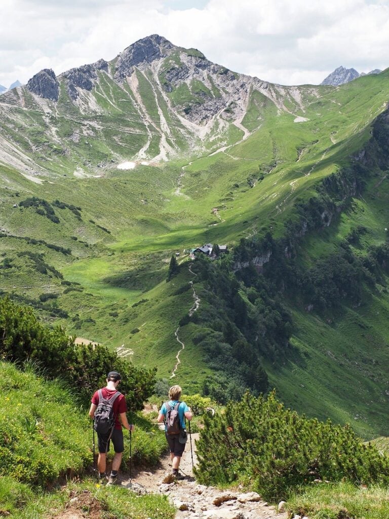 A ridgeline running toward the peak