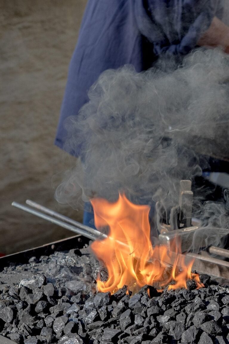 Iron being worked at a blacksmith's forge