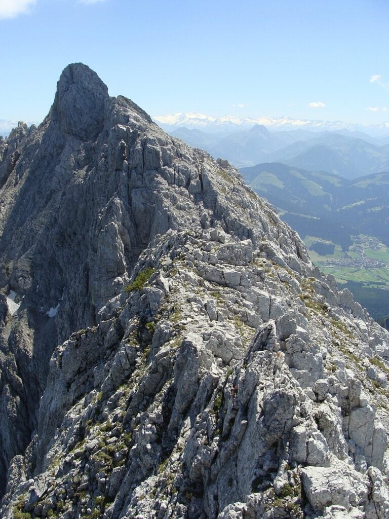 A ridgeline running toward the peak