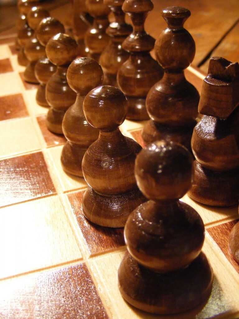 A chess position held in the balance