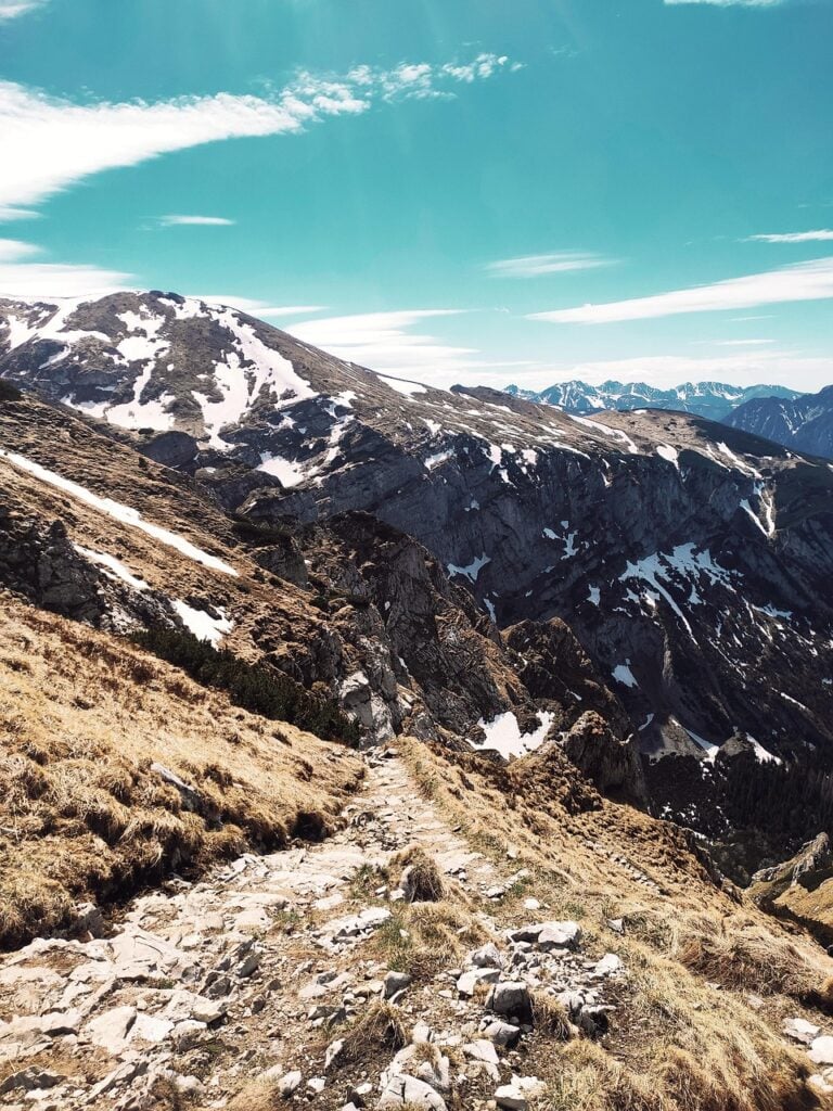 A mountain ridge leading to the summit