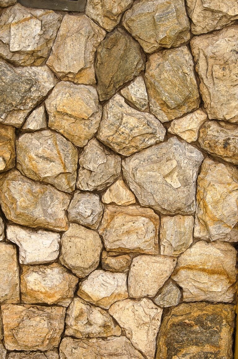 A dry-stone wall standing square