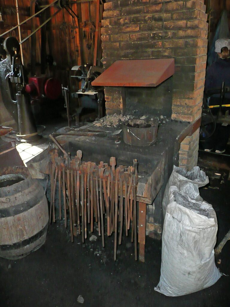 Iron being worked at a blacksmith's forge