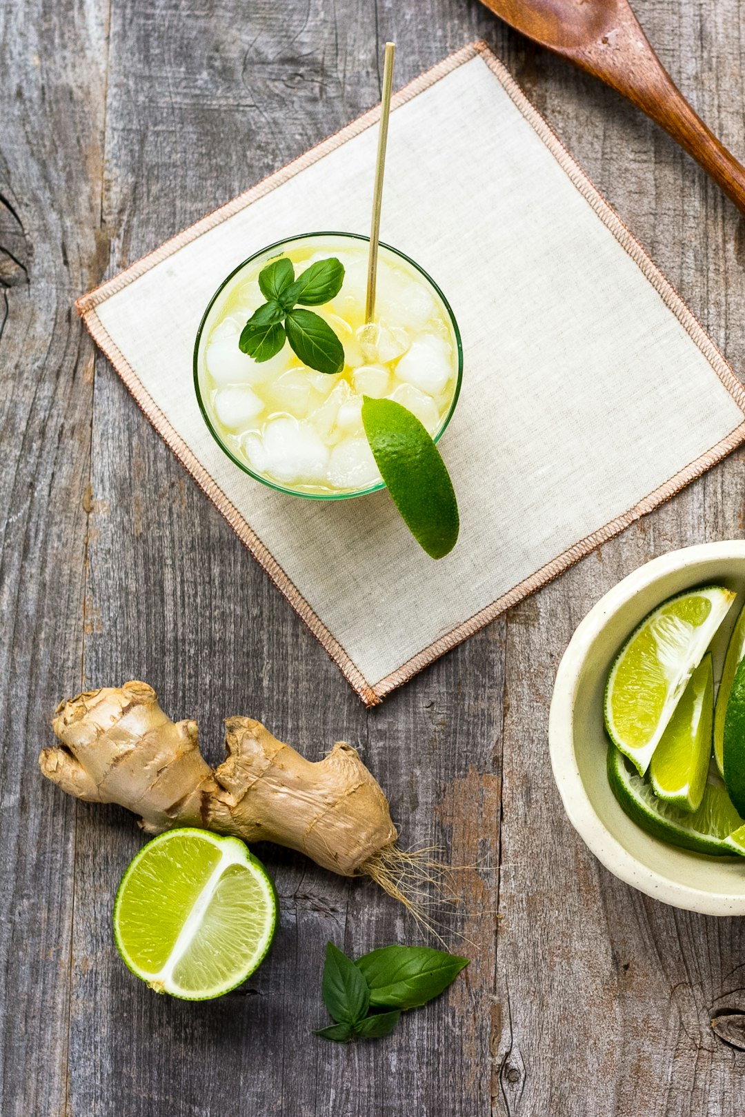 green ceramic teacup with lemon - Ginger