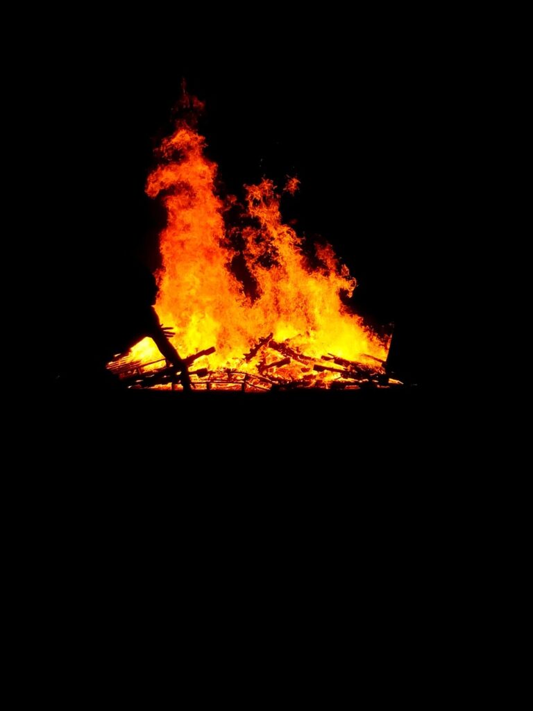 Flames against the dark