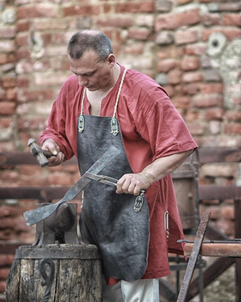 Iron being worked at a blacksmith's forge