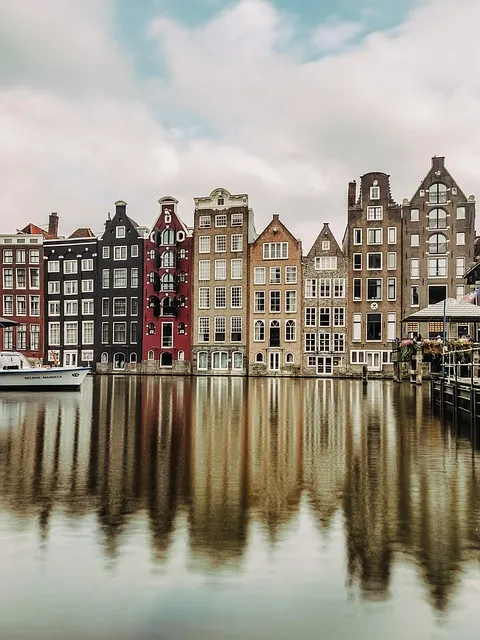 buildings, nature, lake, reflections, urban, city, amsterdam, netherlands,