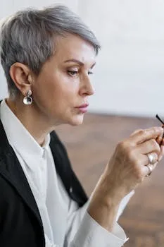 A man sitting in focused concentration, pen in hand.