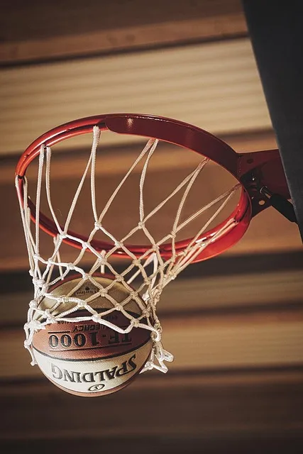 Basketball hoop and court representing focused athletic training and