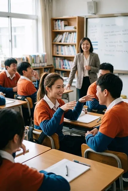 Classroom discussion between students and teacher representing learning,