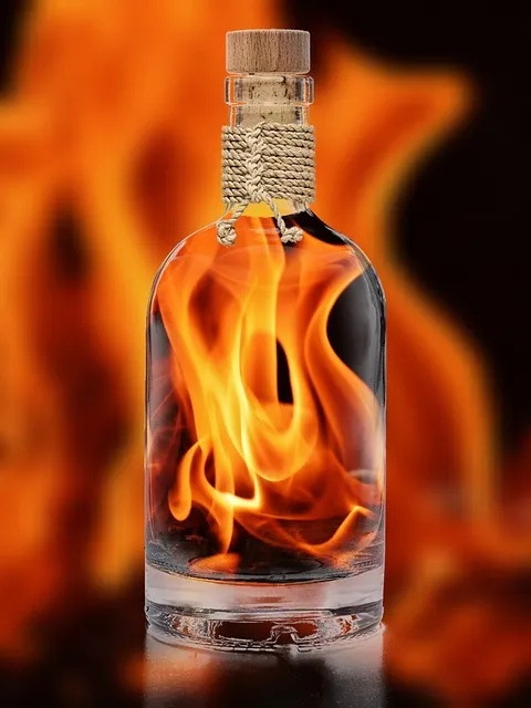 flames, embers, bottle fiery, fire, hot, burn, campfire, wood, heat, warmth,