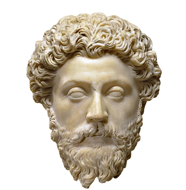 marble bust of Marcus Aurelius, Roman emperor and Stoic philosopher