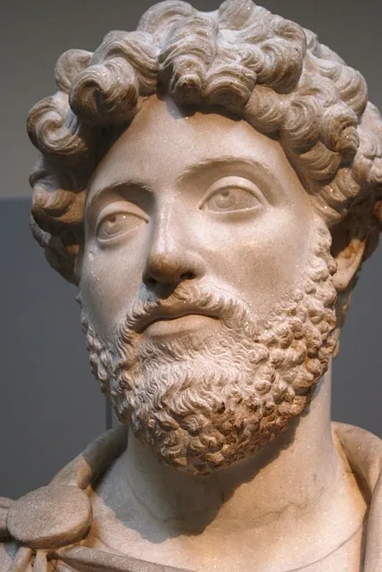 Marcus Aurelius Roman emperor bearded statue face ancient history archaeology