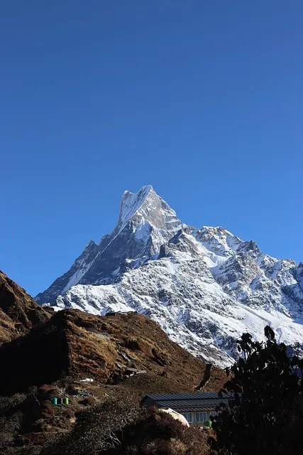 mountain, fishtail, himalaya, nepal, snow, cold, hill, landscape, nature