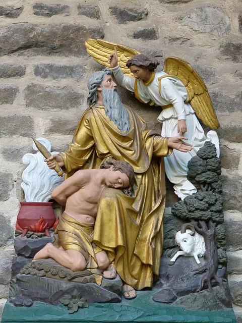nativity scene figures, characters, church, picture, relief, angel, abraham,
