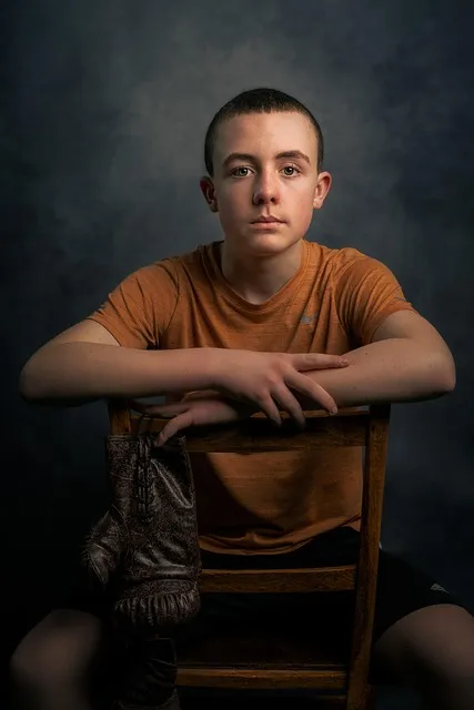 boy, child, teen, boxer, sports, chair, portrait