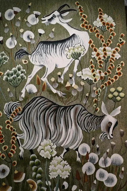 pattern, gobelin, dom robert 1907-1997, benedictine, monk, artist, goat,