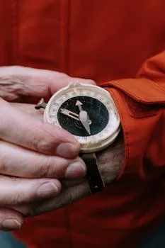 Person holding a compass, representing orientation toward meaning and purpose