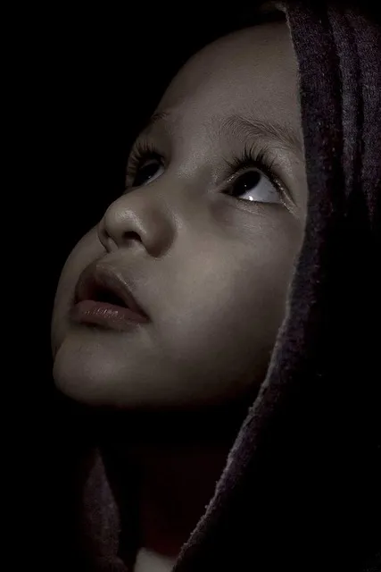 portrait, child, kid, low key