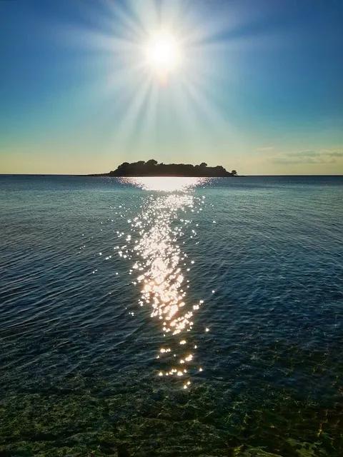 the sun, reflection, blue, seaside, background, the adriatic sea, croatia,