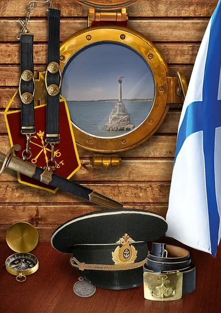 paraphernalia, peaked cap, nautical belt, porthole, crimea, sevastopol, sea,