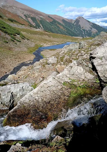 mountains, rocks, an ancient volcano, mountain valley, valley, stream,