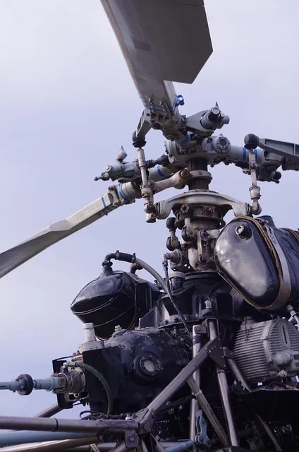 helicopter mechanism detail representing the precision of applying
