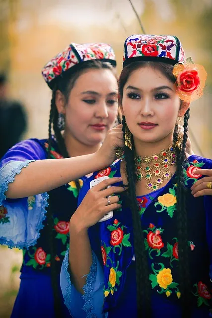 xinjiang, women, traditional clothing, portrait, tribe, asian, china