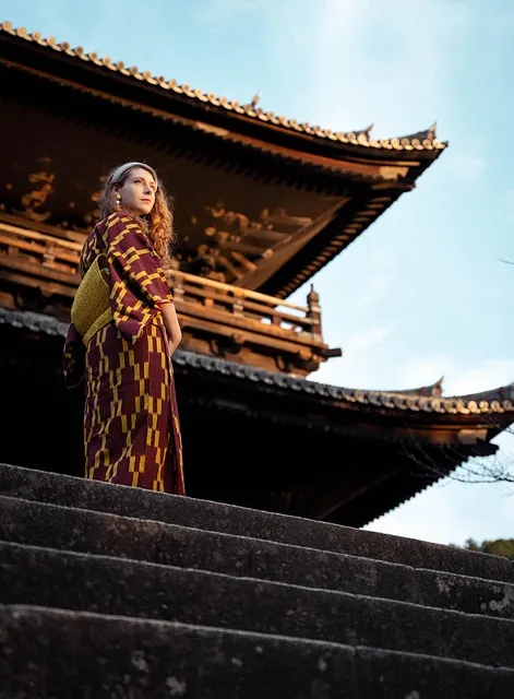 woman, temple, japan, culture, traditional, travel, japanese, atmosphere,