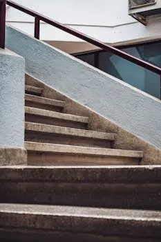 Concrete staircase representing the grind and deliberate suffering of the