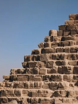 Stone steps of the pyramids representing the long climb and traps in