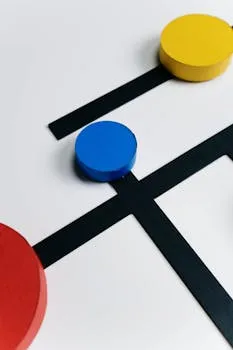 Abstract photo featuring colorful geometric shapes resembling a board game.