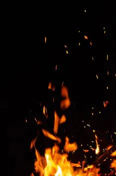 Close-up of bright flames and sparks