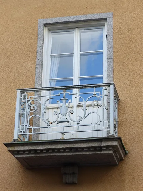 building, house, balcony, window, city, curtains, forge, balcony