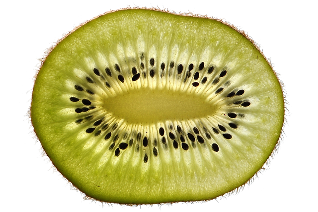 kiwi, fruit, half, cross section, seeds, kiwi seeds, green, fresh, ripe,
