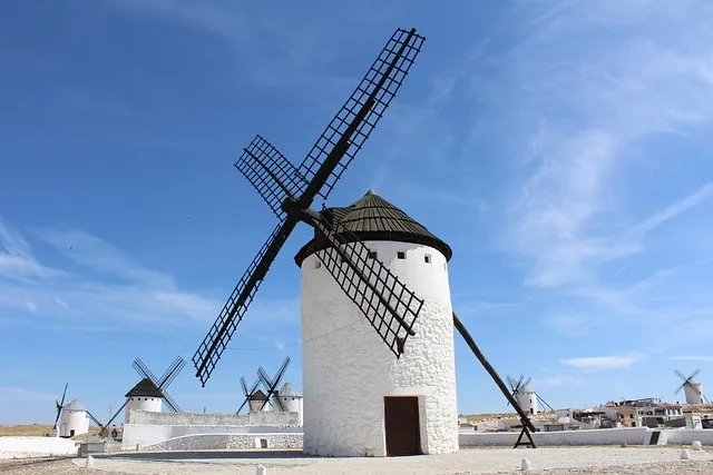 windmill, cryptana field, real city, stain, cervantes, don quixote, spain,