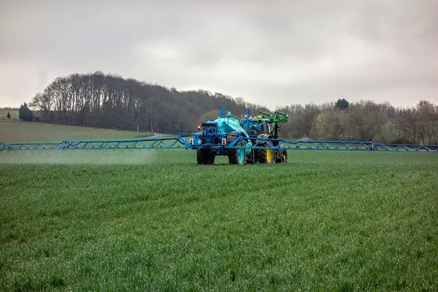 tractor, fertilizer, pesticide, spray, agriculture, field, rural, nature,