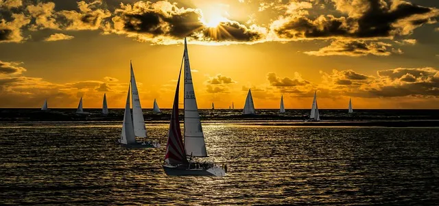 nature, landscape, lake, sea, sail, sports, leisure time, sun, clouds,