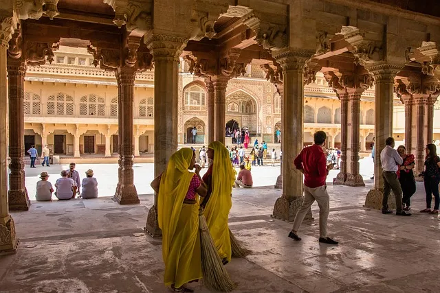 temple, women, pillar, india, jaipur, amber fort, fortress, antique,