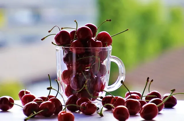cherries, fruit, the cup, glass, snacks, dessert, organic, product,