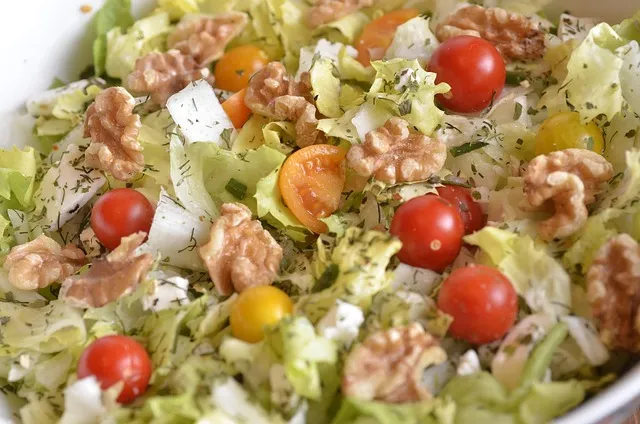 salad, critical substances, alkaline diet, vitamins, walnut, walnuts, food,