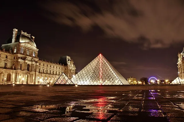 louvre, paris, france, architecture, art, building, city, evening,