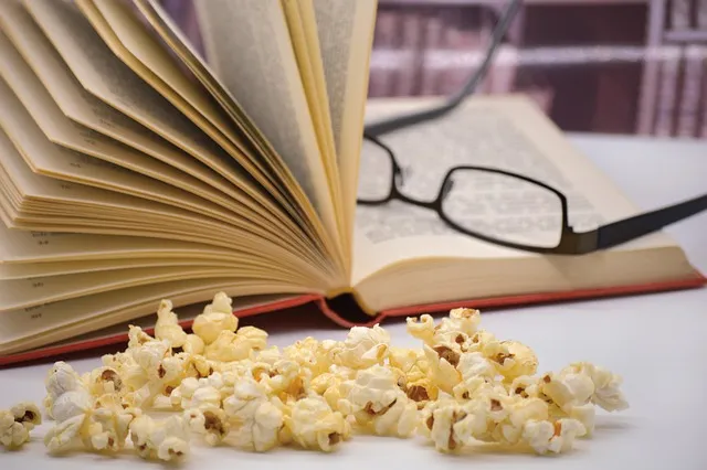 popcorn, snack, yummy, read, break, a book, leisure time, relaxation, corn,