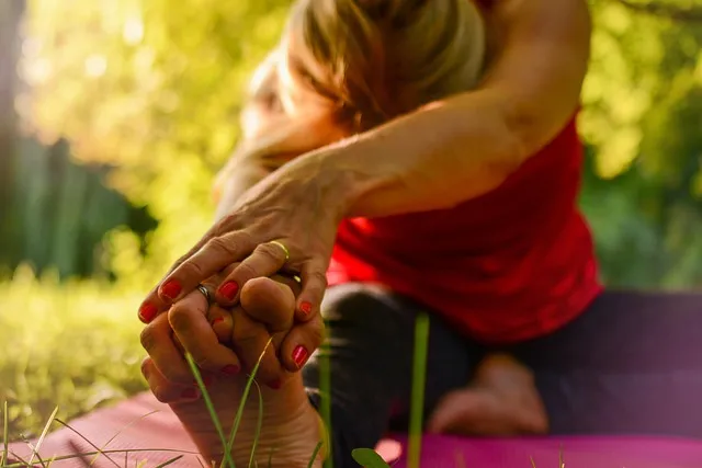 yoga, calm, release, stretching, golden hour, nature, recreation, woman,