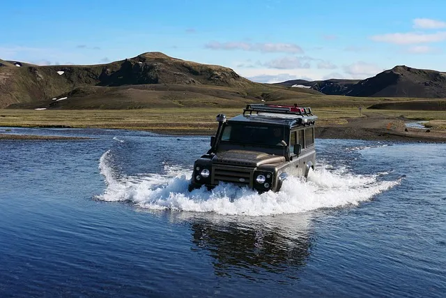 iceland, amphibious vehicle, flow, landscape, defender, defender, defender,